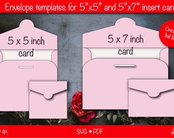 Christmas Envelope and Cards, Holiday Letters Envelope Template for Invitations, Letters, Stationery