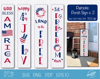 Happy 4th of July, Welcome porch sign svg, Patriotic svg bundle files, American flag svg, Independence day