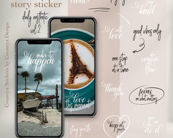 Aesthetic Story Stickers PNG · Instagram Story Overlays  Canva & Blogger PNG Pack  Minimal Phone Background Stickers for Reels  Planners