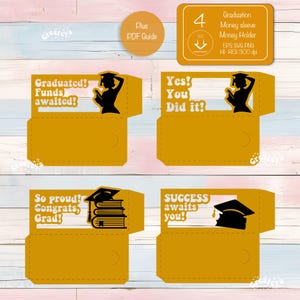 Lot de 2 porte-monnaie pour l'obtention du diplôme, 2025 papier cartonné, pochette pour argent, porte-monnaie SVG, cadeau à faire soi-même, machines de découpe pour casquettes diplômées