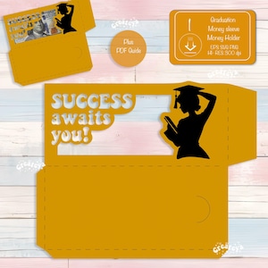 Porte-monnaie pour l'obtention du diplôme SVG 2025 Pochette pour l'obtention du diplôme SVG Cadeau bricolage pour fille diplômée Papier cartonné Papercut Cadeau de fête