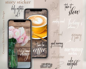 Story Stickers PNG Pack · Aesthetic Instagram Story Overlays · Canva Blogger Kit · Minimal Transparent PNG Stickers for Reels & Planners
