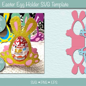Porte-oeufs de Pâques SVG, support d'oeufs en chocolat, lapin de Pâques SVG, cadeau d'anniversaire pour enfants, cadeau artisanal en papier