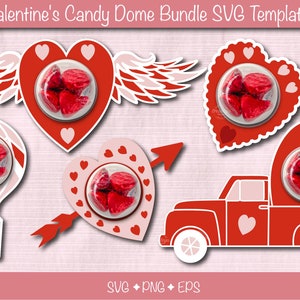 Cupola di caramelle di San Valentino SVG, porta caramelle di San Valentino, porta dolcetti, scatola di dolci di San Valentino, bomboniera, regalo artigianale di carta