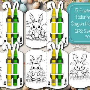 Osterkarten für Kinder Osterkreidehalter SVG Ostern Färbung Grußkarten Print und Dateien für Cricut schneiden