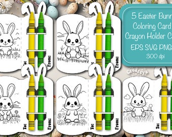 Easter Card for Kids Easter Crayon holder card SVG Easter Coloring Greeting Cards Print and cut files for Cricut