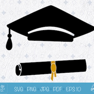 Abschlussmütze SVG mit Diplom SVG