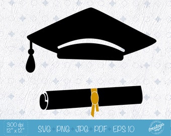 Graduation cap SVG with diploma SVG