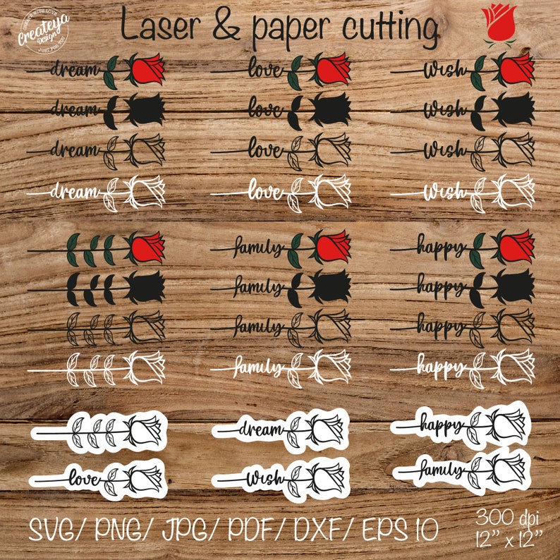 Glowforge files Family Love Rose Valentine\u2019s SVG Flowers SVG