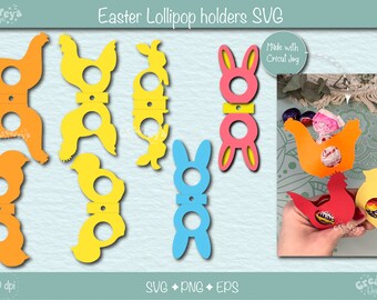 Bunny Lollipop Holder svg, Easter Creme Egg Holder, Easter Candy Holder svg, Kids Party Favor, Paper craft Gift.