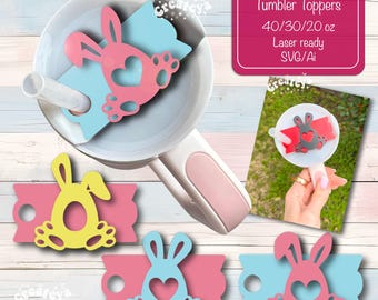 Stanley Topper Easter bundle svg Laser Ready Easter Tumbler Topper SVG H2.0 Name plate Glowforge 40/30/20 oz