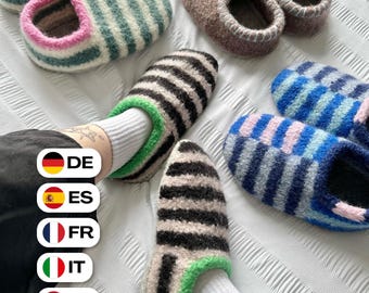 Matrosen-Hausschuhe (Deutsch, Spanisch, Französisch, Italienisch, Holländisch) Strickanleitung PDF