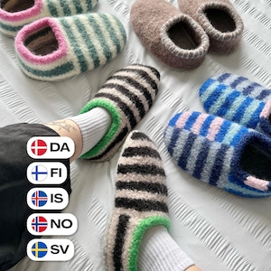 Patrón de punto en PDF para zapatillas de marinero (danés, finlandés, islandés, noruego, sueco)