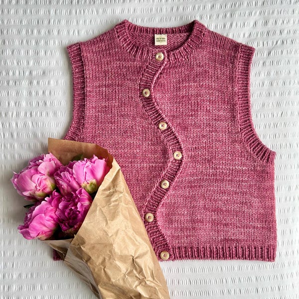Peony Vest (English) Knitting Pattern