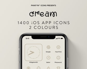 1400 Cream/Beige iOS iPhone App Icon pack | Minimalist | Designer | "Widgetsmith Cream" Aesthetic Icons