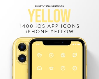 1400 Yellow iOS iPhone 11 Aesthetic Minimalist App Icons pack | Sunshine Yellow | Lemon | White |  Icons by Phikfy