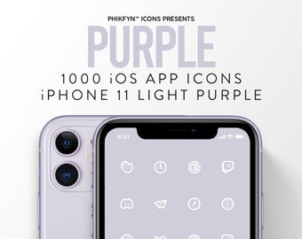 1000 Light Purple iOS iPhone 11 Aesthetic Minimalist App Icons pack | Purple | Lilac | White