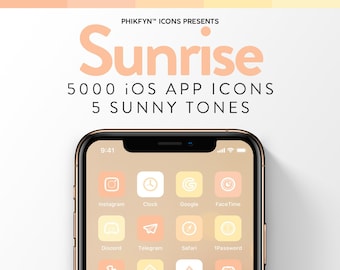 5000 Yellow Sunrise iOS Icon pack | iPhone IOS15 App Icons Pack | Aesthetic Homescreen Icons | Widgetsmith