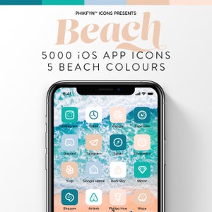 5000 Pastel Blue & Pink iOS 15 iPhone App Icons Pack | Beach Theme iOS aesthetic