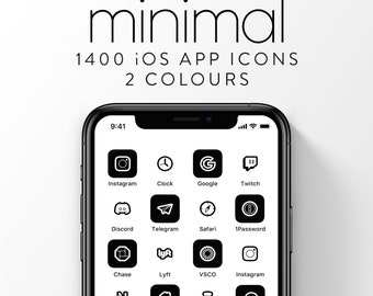 1400 Black And White Minimalist iOS iPhone App | Social Media | Icons pack