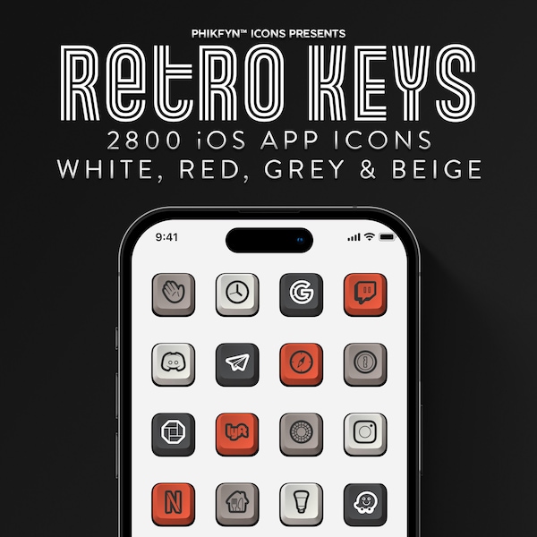 2800 Skeuomorphic Retro Mechanical Keyboard Icons Pack For iPhone iOS, Minimalist iOS Icons, Premium Aesthetic Theme