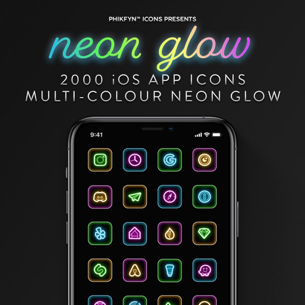 2000 Neon Glow Minimalist iOS iPhone App Icons | Social Media