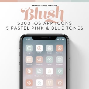 5000 Pastel Blush Pink iOS iPhone Minimalist App Icons pack | Pastel | Blush | Pink | Grey | Silver | Aesthetic Icons