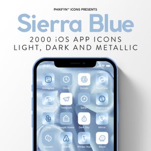 2000 Sierra Blue App Icons Pack For iPhone iOS 15, Minimalist iOS Icons, Premium Sierra Blue iPhone Aesthetic Theme