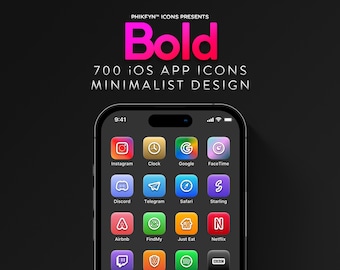 700 Colorful iOS App Icons: Minimalist Home Screen (Digital Download)