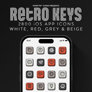 2800 Retro Mechanical Keyboard Icons Pack For iPhone iOS, Minimalist Skeuomorphic iOS Icons, Premium Aesthetic Theme