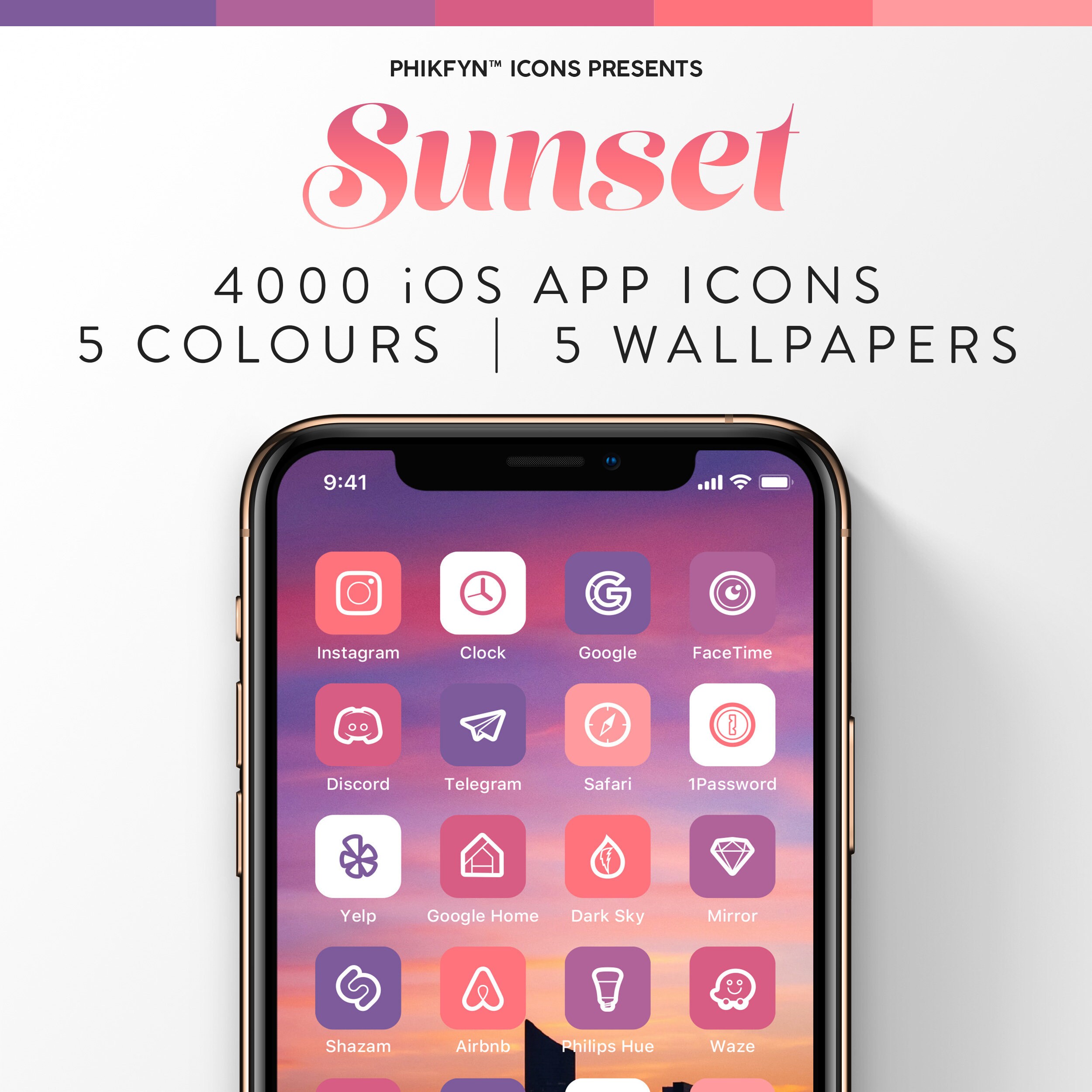 4000 Sunset Pink Purple Iphone Icons Pack And Wallpapers By Etsy