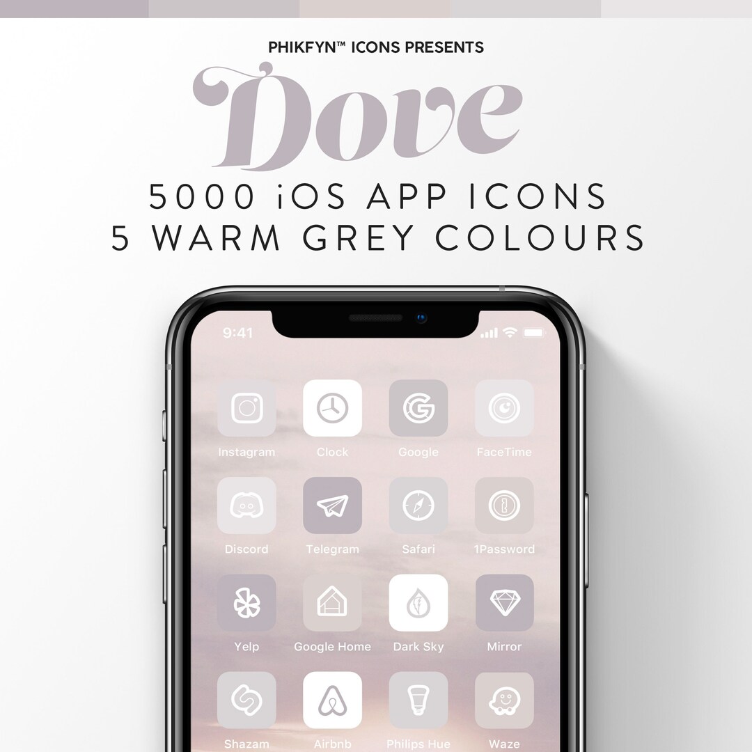 5000 Neutral Grey Boho Ios Icon Pack iPhone IOS App Icons Pack