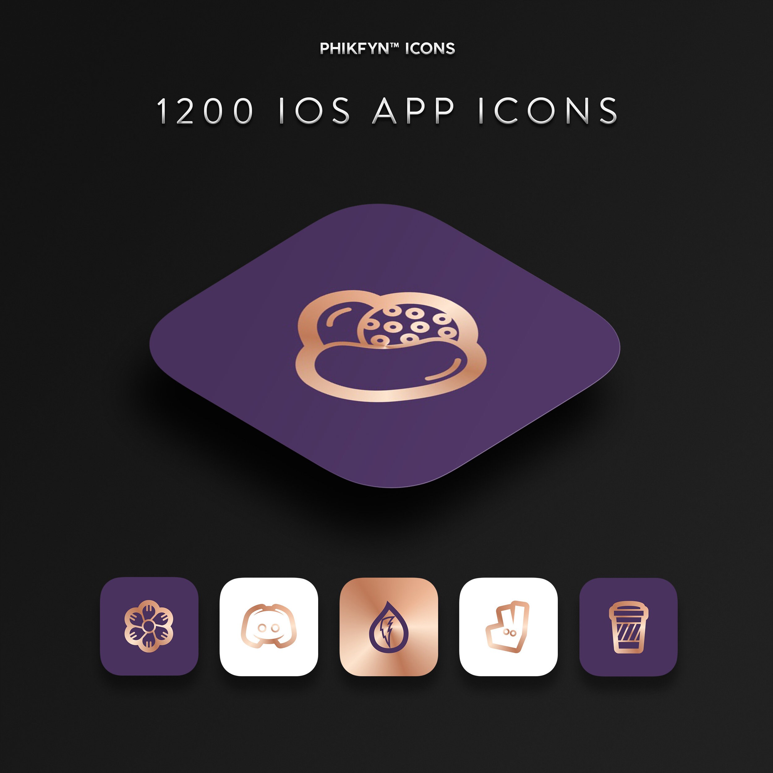 1200 Copper Purple Luxury iOS 14 iPhone Minimalist App Icons Etsy