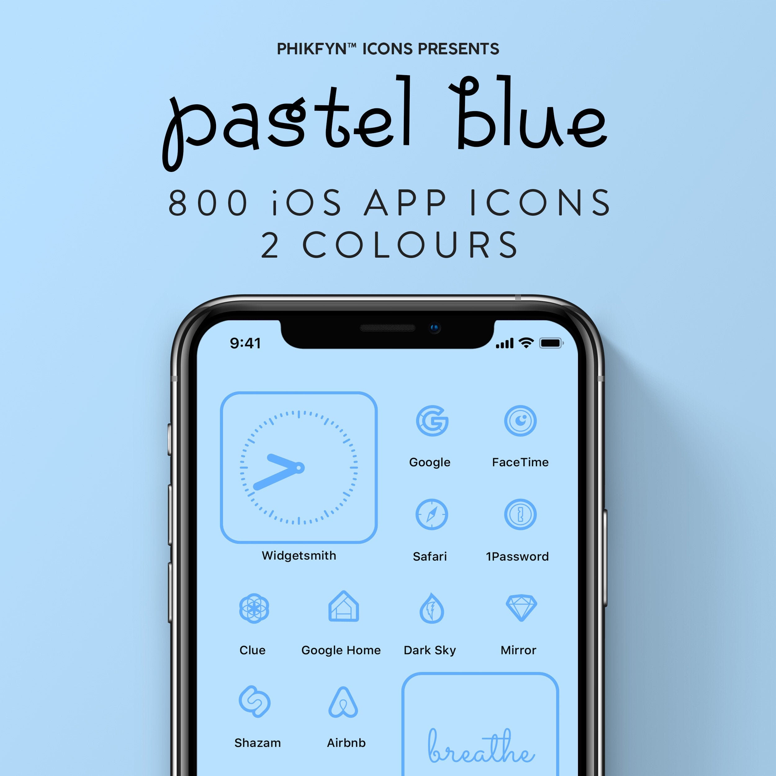 800 Pastel Blue Ios 14 Iphone App Icon Pack Minimalist Etsy