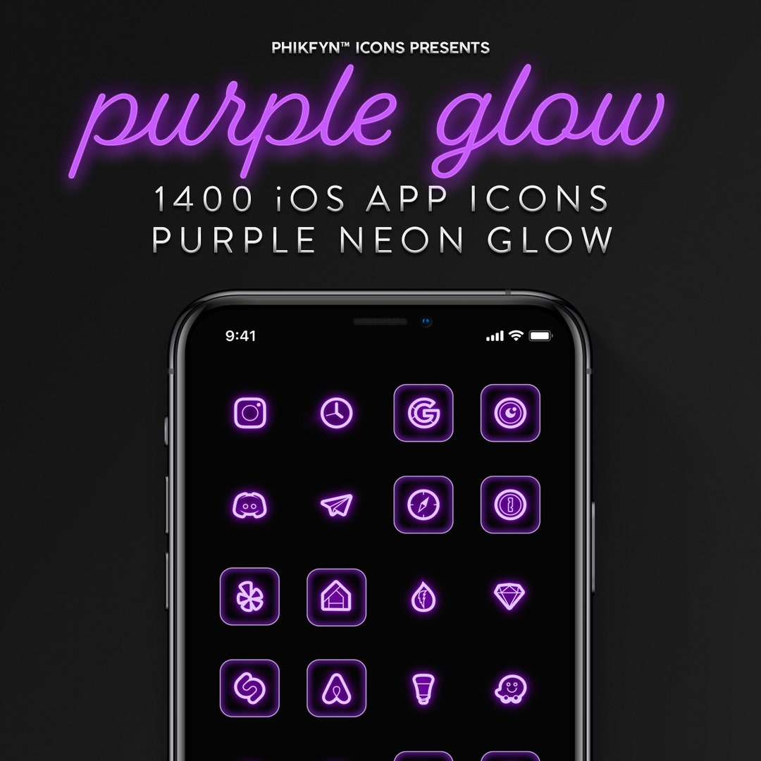 1400 Purple Neon Glow Ios IPhone App Icon Pack Premium Neon, 46% OFF