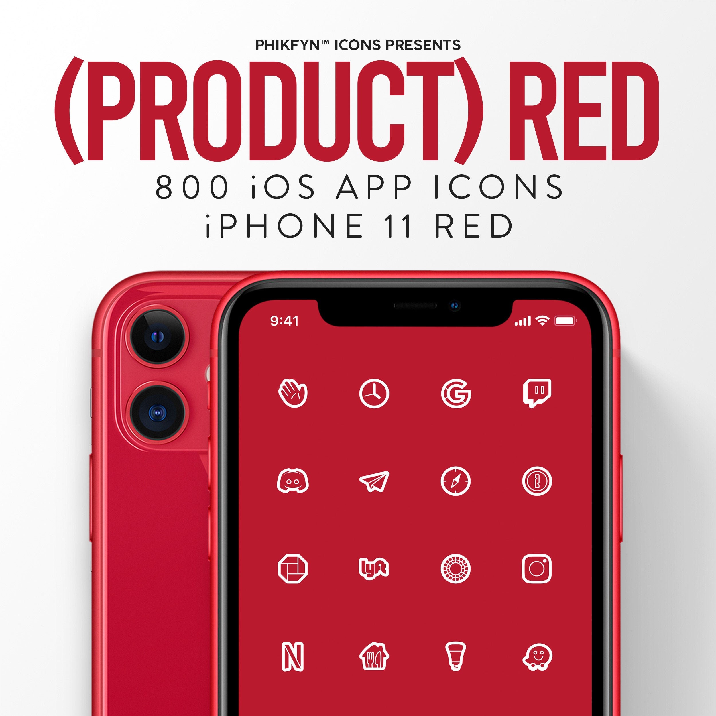 800 Product Red Ios 14 Iphone 11 Aesthetic Minimalist App Etsy