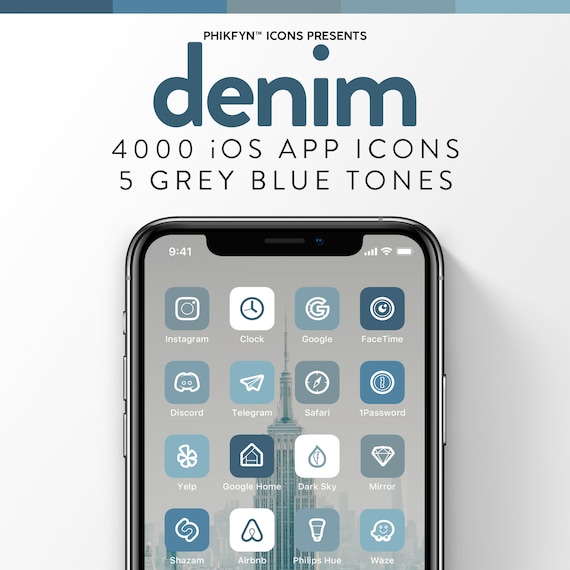 4000 Denim Blue Ios 14 Iphone Minimalist App Icons Pack Etsy