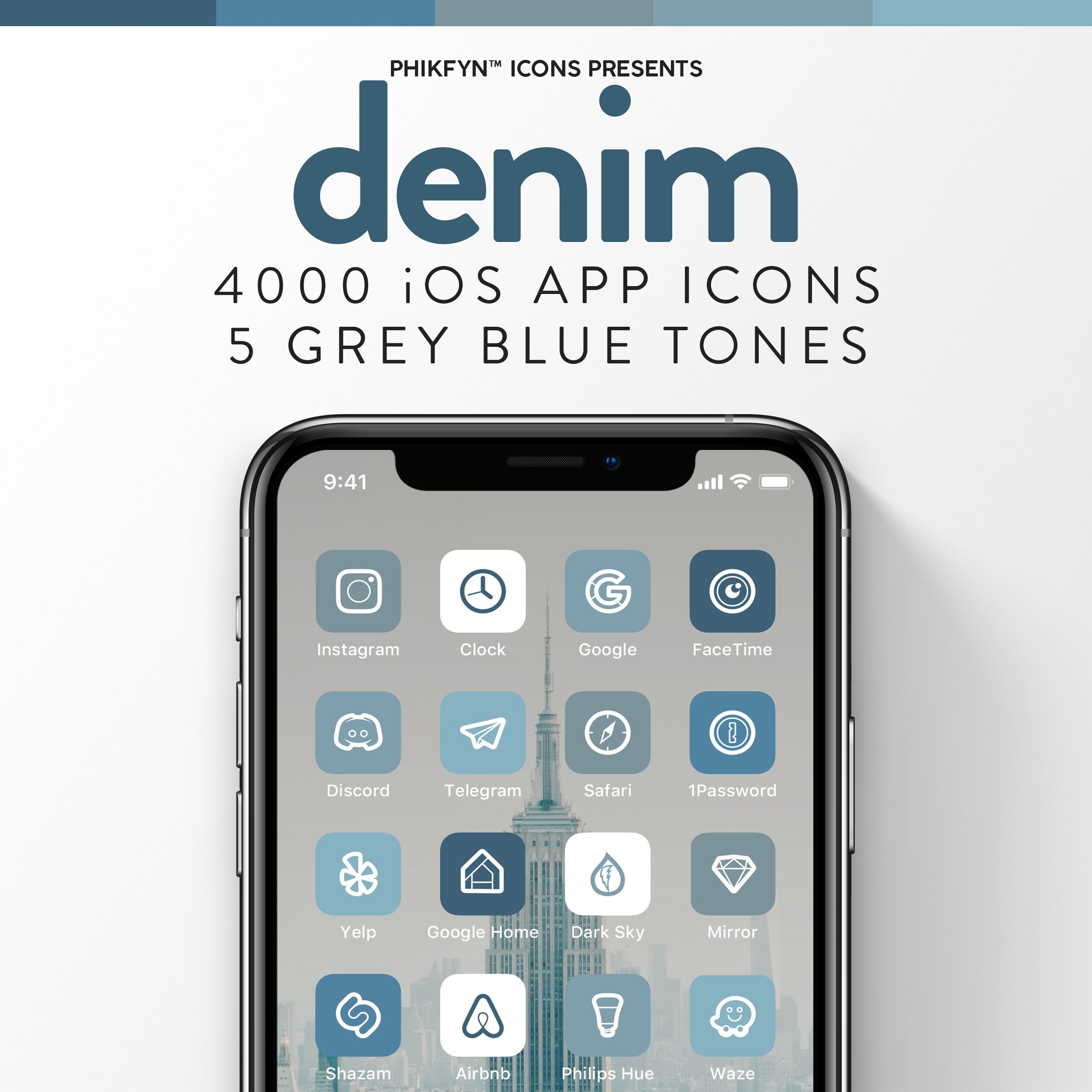4000 Denim Blue Ios 14 Iphone Minimalist App Icons Pack Etsy