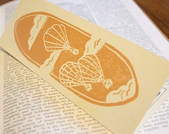 Personalised handprinted Bookmark: Library card Air balloons