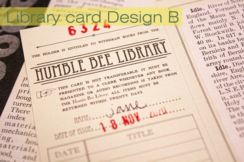 Personalised handprinted Bookmark: Library card Fern leaf image 5