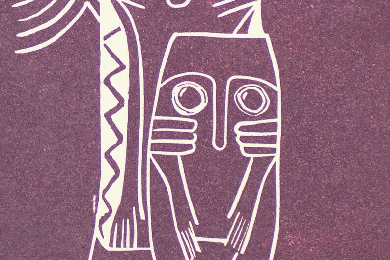 Idols Prehistory Print Original print Linocut print Portrait Gift Gift for her Gift for him House warming gift image 6