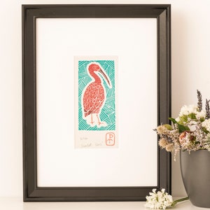 Scarlet Ibis Bird Print Original print Linocut print Animal print Gift Gift for her Gift for him House warming gift image 3