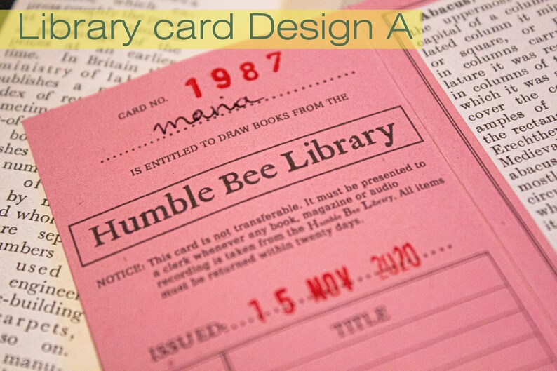 Personalised handprinted Bookmark: Library card Fern leaf image 4