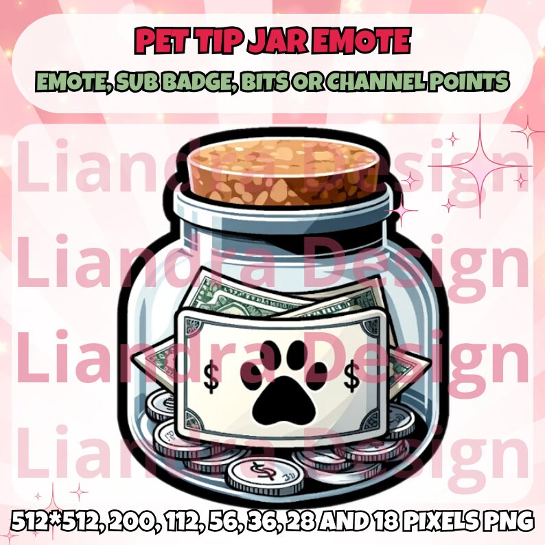 PET TIP JAR Twitch Emote Dog, Cat or Pet Tips Twitch Discord Youtube Facebook Stream Emote Funny