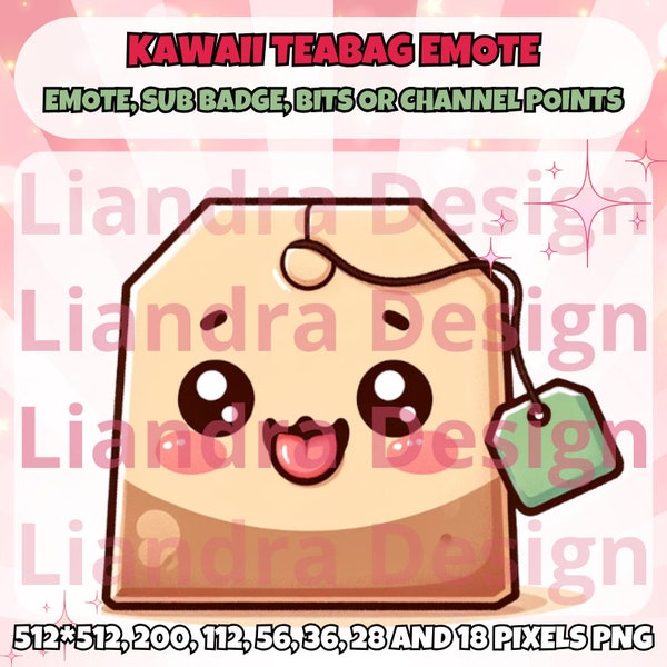 KAWAII TEABAG Twitch emote - Funny Twitch emote - Twitch Discord Youtube Facebook stream emote funny emote, channel point, bits or sub badge