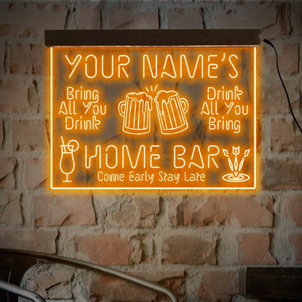 Home bar neon sign,Home bar sign personalized,Custom home bar sign,Custom bar neon sign,Custom bar led sign,Personalized bar neon sign
