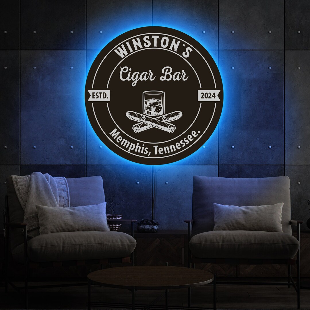 Cigar Bar Led Sign, Custom Bar Neon Sign, Cigar Lounge Sign ...