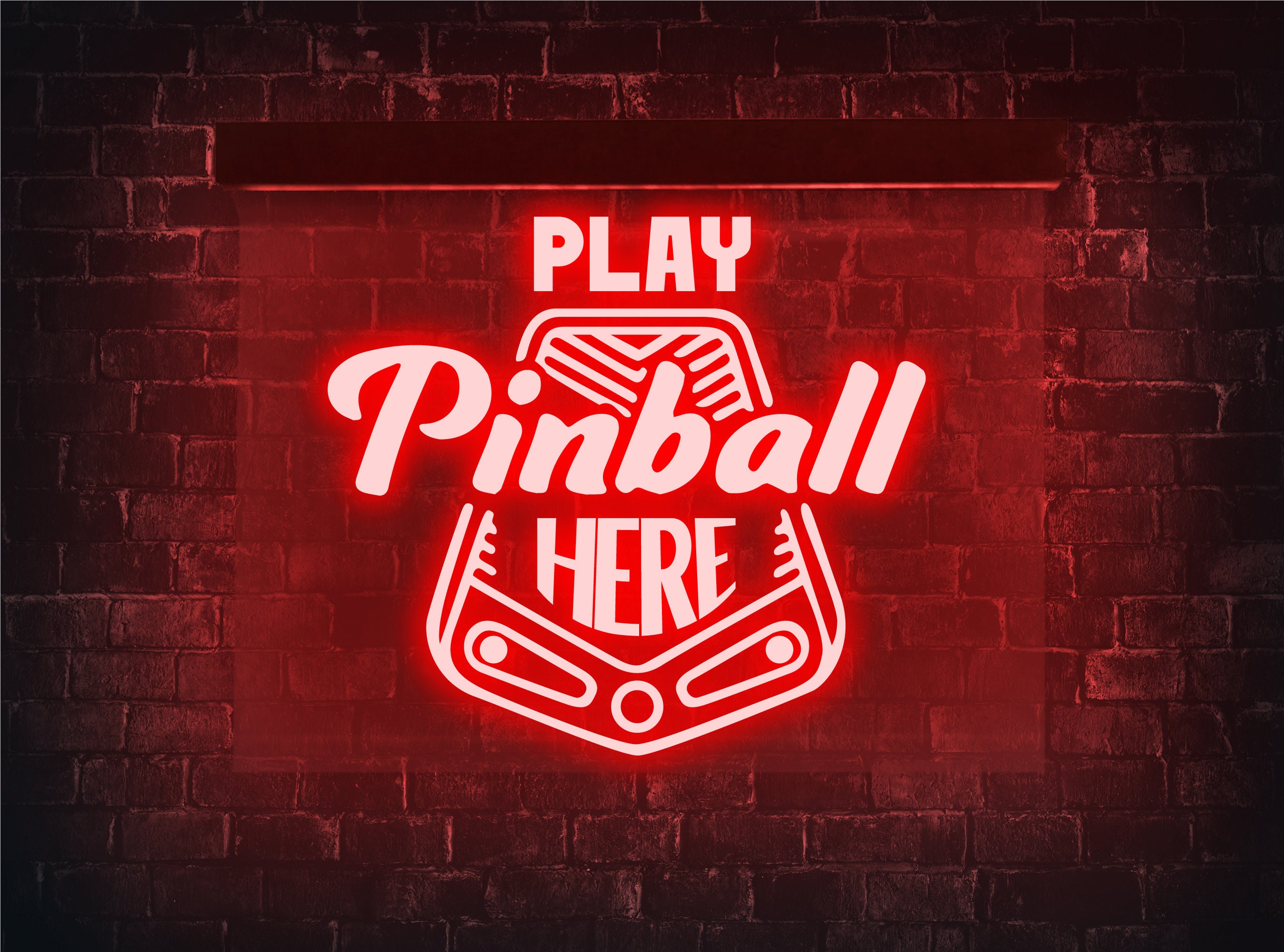 Play Pinball Here Sign Pinball Neon Sign Pinball Led Sign Etsy
