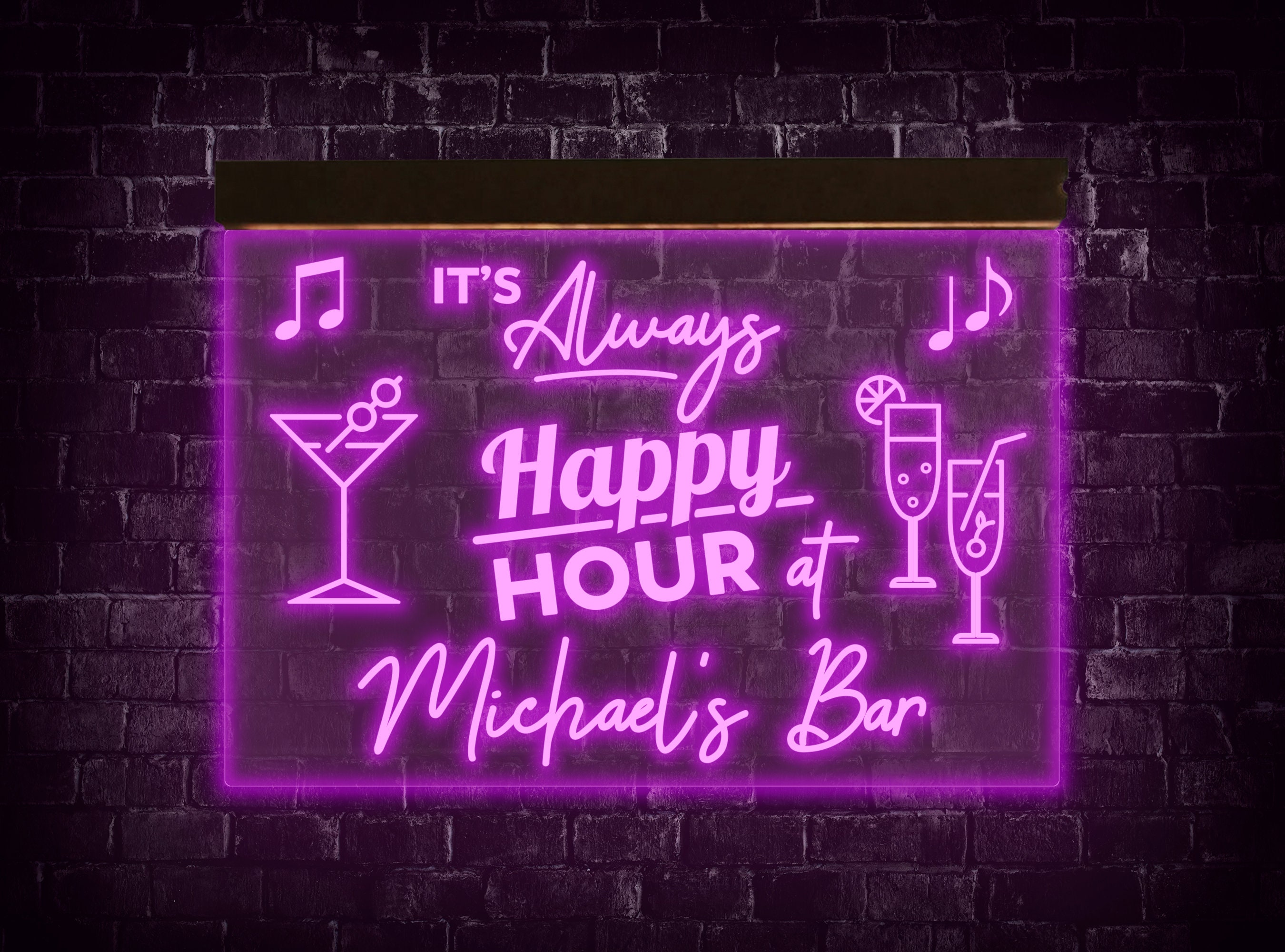 It's always happy hour neon signHappy hour bar Etsy