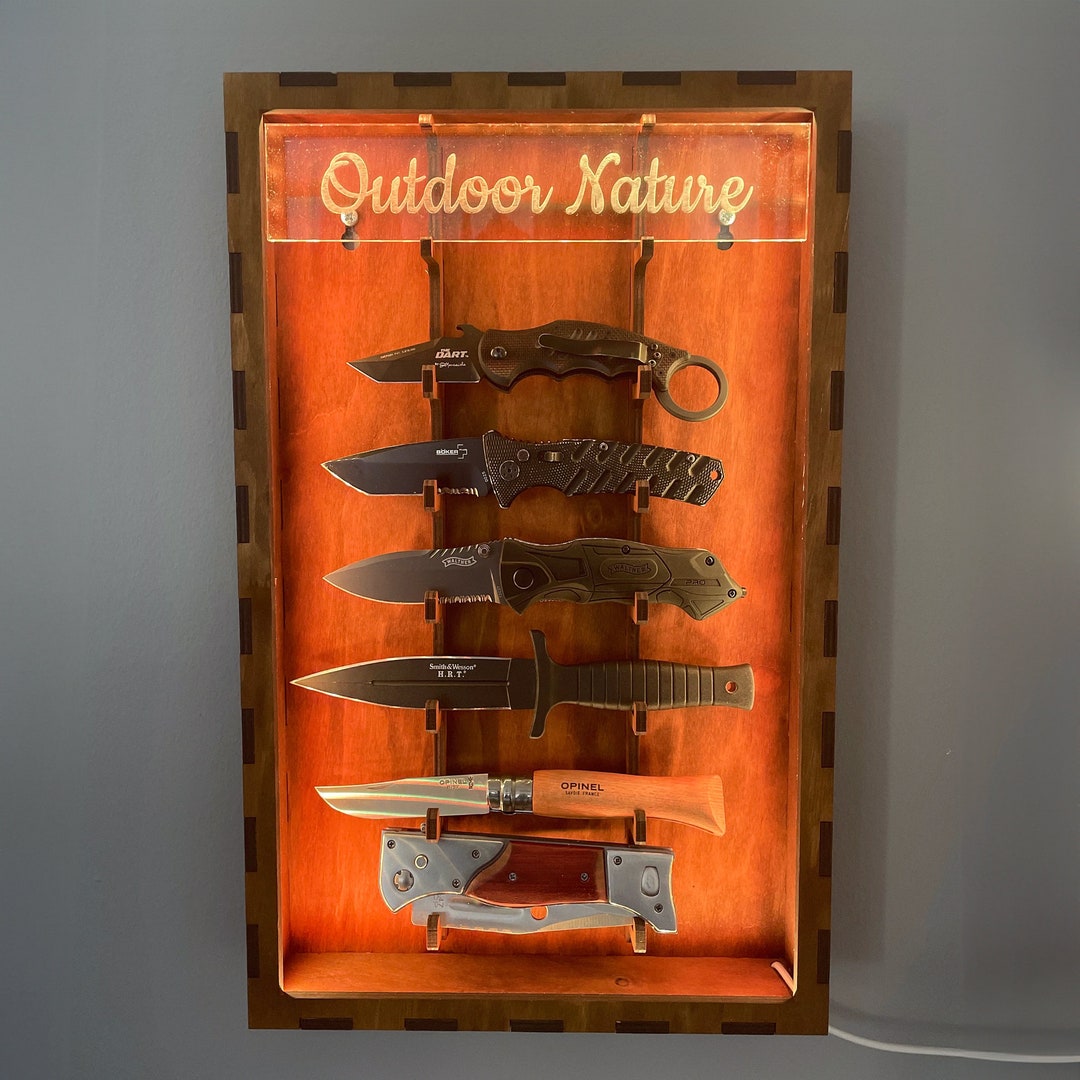 Knife Display Shelf With Led,custom Knife Led Display, Knife Display Case, Knife Wooden Storage